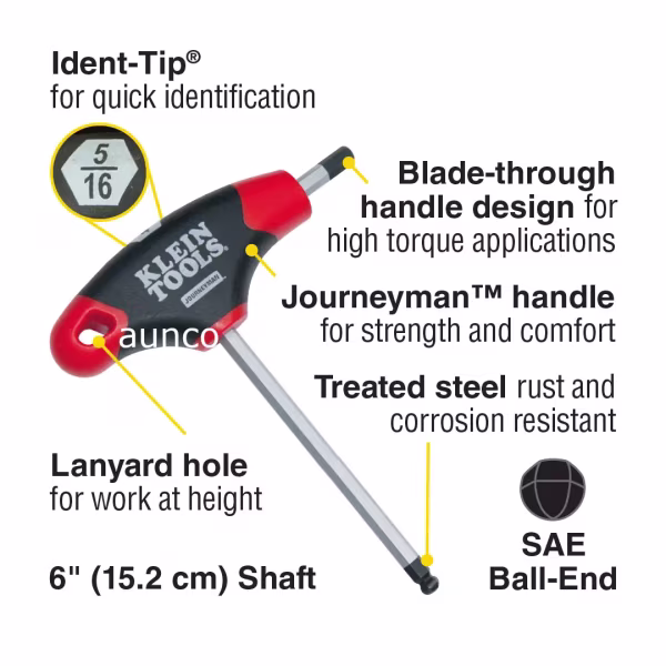 JTH610EB 10pc SAE Ball-End T-Handle 6" Hex Key Set | Klein Tools - Image 3