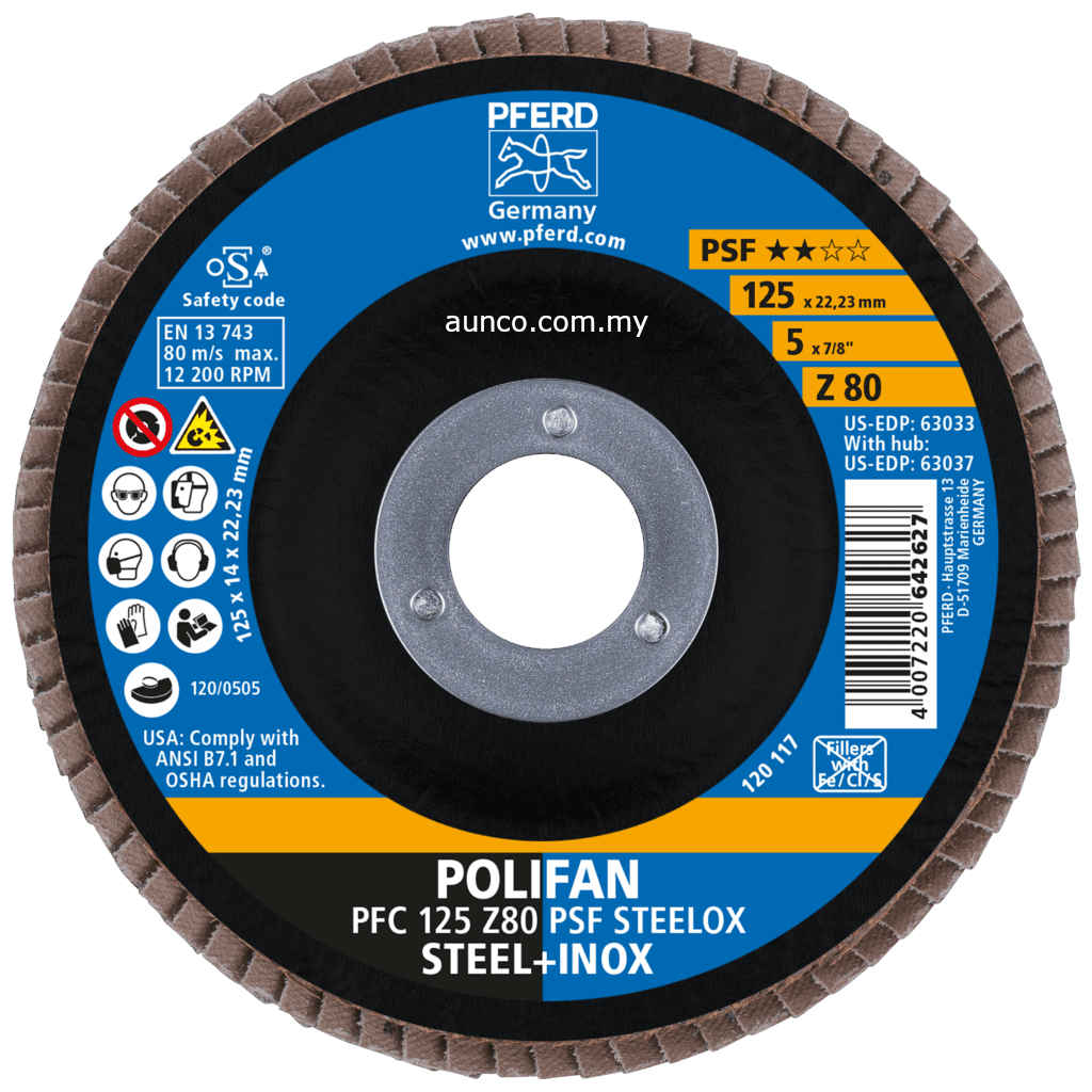 67768125 Polifan Flap Disc Zirconia Alumina Z80 PSF Steelox Inox for Stainless Steel Set of 10 | Pferd Tools